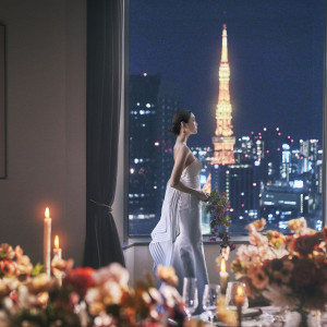 キャンドルと東京タワーの光が煌めくナイトウェディング|ANAインターコンチネンタルホテル東京の写真(29958131)