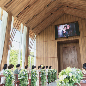 チャペル内に液晶ビジョンを完備|The 迎賓館 偕楽園 別邸の写真(55304113)