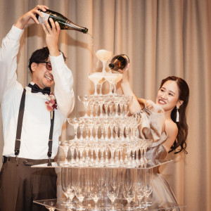 シャンパンタワーで華やかなパーティに|GRIGLIA Pagina（グリリアパージナ）の写真(56673989)