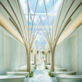 当館人気No1【光と水のチャペル体験】挙式料優待&8万来館ギフト