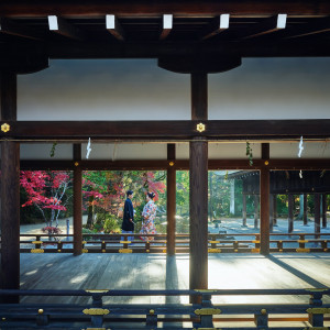 橋殿とならの小川を背景にロケ|上賀茂神社の写真(33376225)