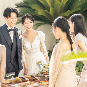 ガーデンは万が一雨天の場合でも、会場内でビュッフェができるので安心♪|クラブ ドゥ クレール迎賓館の写真(55369918)