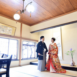お支度アップ後の写真撮影|茶寮一松（登録有形文化財）の写真(34010829)