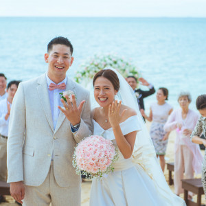 新郎新婦様、ご両親様、ゲストの皆さまにも沖縄のビーチを満喫|カフー リゾート フチャク コンド・ホテルの写真(35654947)