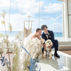 ＜ペット婚＞大切な家族の愛犬もゲスト参加|ラソール シー リゾート シエール教会　チュチュリゾートウエディングの写真(50540485)