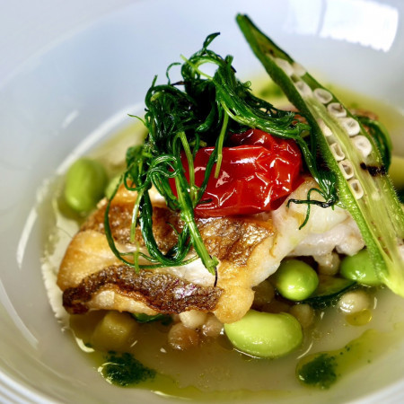 スープ仕立ての魚料理は和テイストを加えてさっぱりと♪