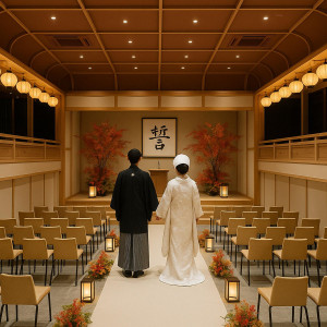 和婚もイチ押し。新しくオープンした会場近くの「亀屋座」で和の人前式、また昔の街並みが美しいロケーションで記念撮影など、ストレスない距離感で小江戸甲府花小路の和婚を！|シャトレーゼホテル 談露館（オズブライダル）の写真(56328707)