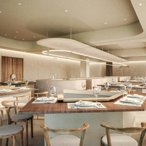 従来にはない新しいスタイルで、全ゲストをおもてなし。カウンターテーブルでは、上座・下座の概念がなく、「全席が特等席」になるレイアウト。|CRAZY GRANDE MAISONの写真(56107243)