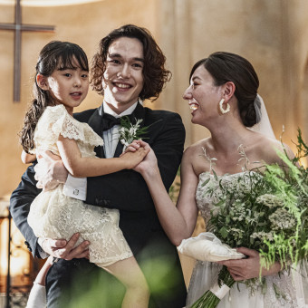 パパ・ママウェディングも人気。入場やリングボーイ・ガールと可愛らしい演出も