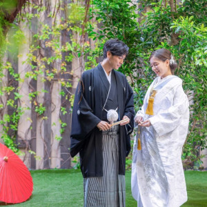 緑豊かなガーデンでは今人気の和装姿が更に華やかに映える|LAZOR GARDEN NAGOYA（ラソール ガーデン 名古屋）の写真(53133159)