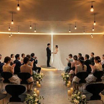 【チャペル】白を基調とし、レース越しには自然光が差し込むナチュラルテイストのチャペル
