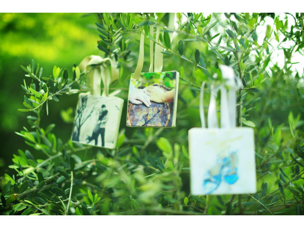 木々に囲まれた天然芝のガーデン