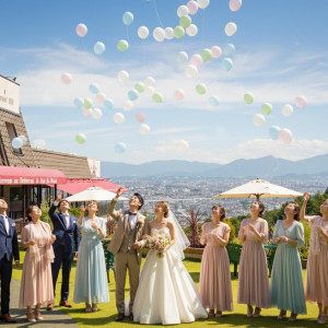 挙式後はバルーンリリースで祝福を|レストランMORIの写真(56158190)