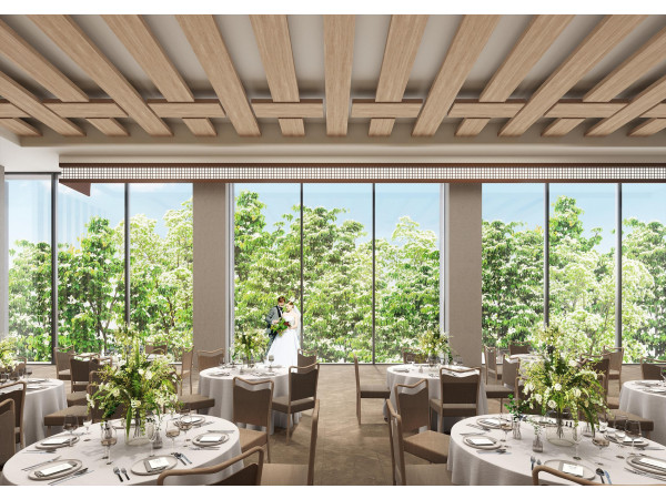 目白通りの美しい緑が印象的なパーティ会場