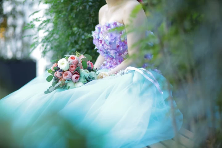 ✨花咲くチュールカラードレス✨フォトウェディング 結婚式 前撮り お