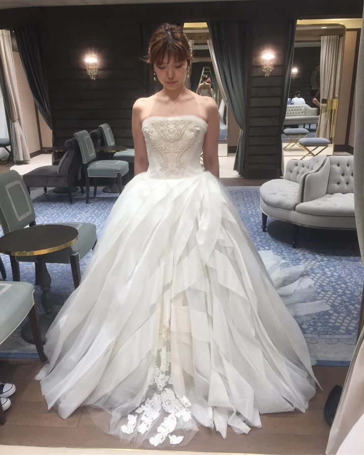 ちぴドレスプリンセスラインウェディングハートカット