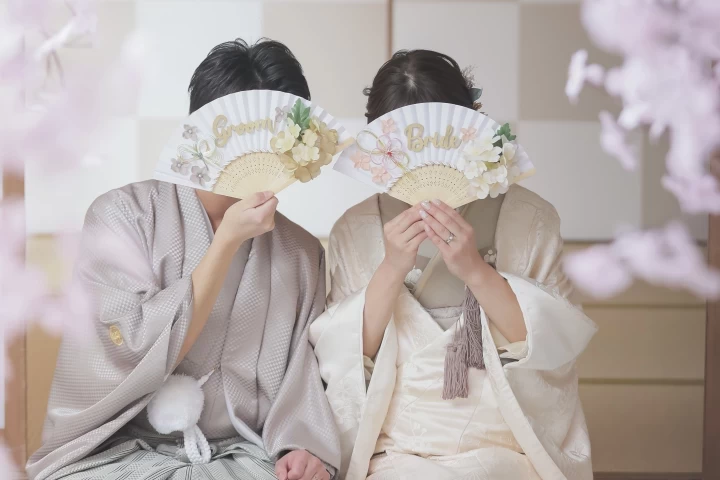 扇子プロップス(水引きが豪華*°) 新作‼︎》扇子プロップス 結婚式 前撮り フォトウェディング 白