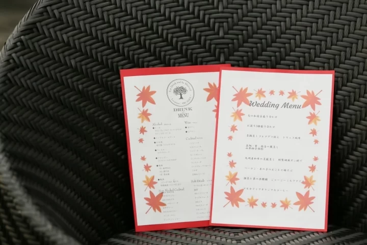 トールさんの席次表・メニュー表の写真