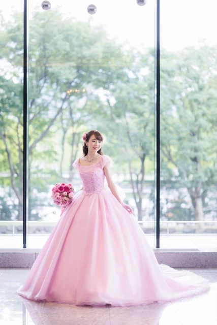 ハツコエンドウ ステラ風 ピンク カラードレス YNS wedding Pink