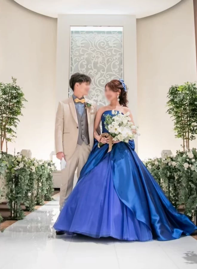 カラードレス　ブルー　2次会　フォト　結婚式 ハッシュタグ「＃ブルードレス」の準備レポを探す(全146件)│ハナレポ