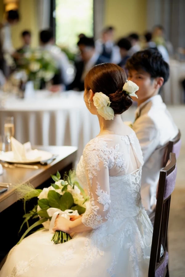 実例写真！2ways キャミソールウエディングドレス シンプル パール