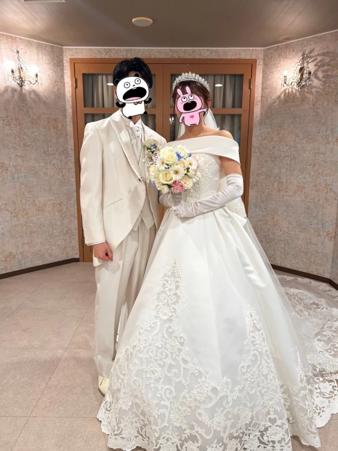 トールサイズ】ウェディングドレスプリンセスハートカットシルクリボン