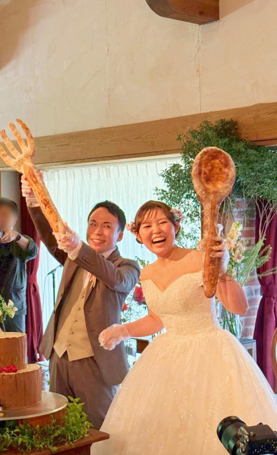 かもぱんさんのウエディングケーキの写真