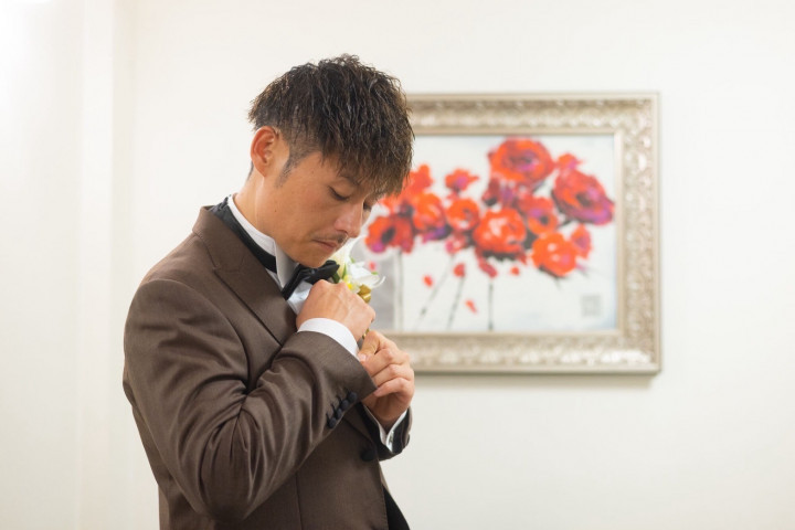 麻婆豆腐さんの新郎衣装の写真