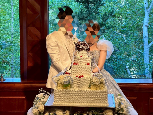 ぷーさんのウエディングケーキの写真
