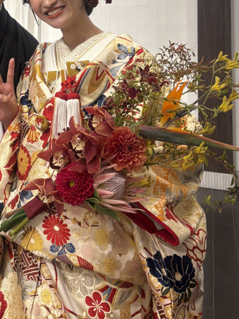 ぽんさんのブーケ・ブートニアの写真