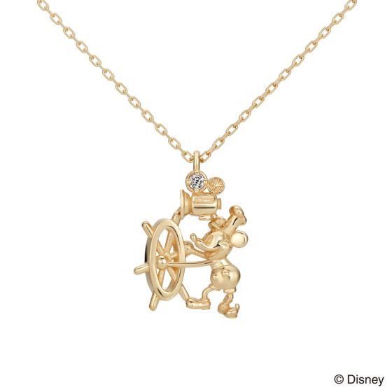 "Mickey Mouse BEYOND IMAGINATION”swing Necklace from "Steamboat Willie"　(K18イエロー・ピンク・ホワイトゴールド/税込39,800円)