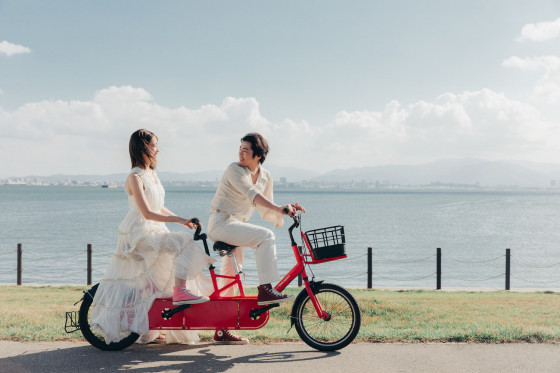 自転車をレンタルするとアクティブなシーンも撮影できます。