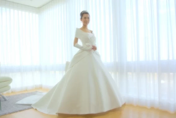 袖を通した瞬間ビビっときたというウエディングドレス