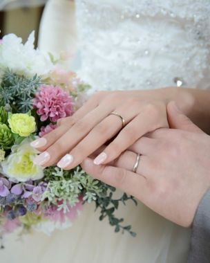 結婚指輪を見せるように手を重ねた#お手元ショットも、指示書に加えたい一枚