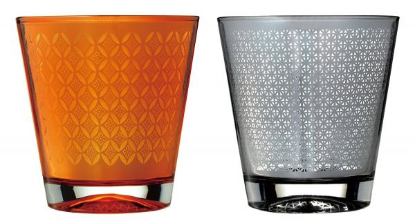 leaf ペアグラス 2個セット
価格：3,740円

シック＆モダンな幾何学模様を織り交ぜた伝統香るデザイン。 レーザー加工によってグラスの底に模様が施されています。