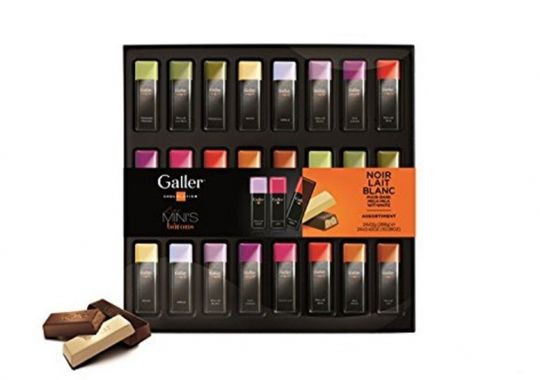 Galler（ガレー）チョコレート ギフトボックス 24本セット
価格：3,240円

香り高く口どけのよいピュアカカオバターを使用しており、素材とレシピにこだわったチョコレート。ミニサイズのチョコバーボックス２４本入り。上品なパッケージも○。
