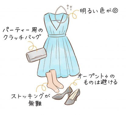 ゲスト向け 結婚式二次会の服装マナー マナーがわかるイラスト付き