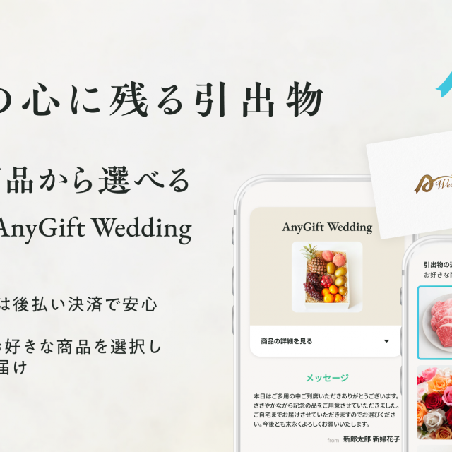 5,000商品から選べる！カード型の引出物「AnyGift Wedding」