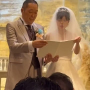 人前式での誓いの言葉。2人で息を合わせるのは少し大変だけど、幸せ噛み締める瞬間でもある。
