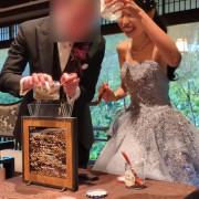 コーヒーが大好きな私たちなので、コーヒービーンズセレモニーを行いました。珍しい演出でとっても好評でした！ずっと飾っておけるので、楽しかった瞬間をいつも思い出す事ができます。