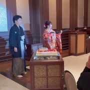 和装と日本刀でケーキ入刀！