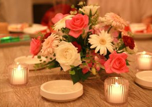 ゲスト席のテーブル装花＆キャンドル|129499さんの司ロイヤルホテルの写真(61835)