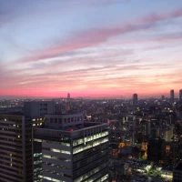 披露宴会場から見える夕日が綺麗でした。