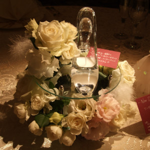 テーブル装花　ガラスのくつが可愛い|338562さんのグランドエクシブ那須白河の写真(50187)