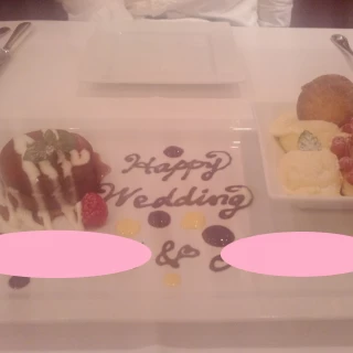 試食のデザート。メッセージ付きで嬉しかったです