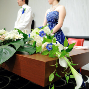 ブルーのドレスにブルーのブーケ|357156さんのメルキュールホテル札幌の写真(54081)
