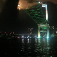 船から見える夜景。橋の下をくぐっていく。