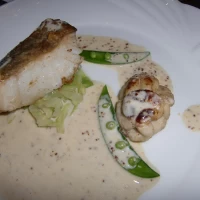 白身魚と白子。白子はクリーミーでとてもおいしかった。