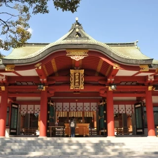 本殿。婚礼の儀は、本殿もしくは会館内の儀式殿でおこなわれる。