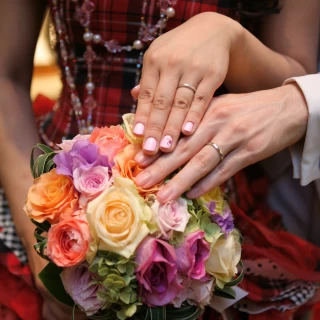 色ドレスの際のブーケ（生花）です